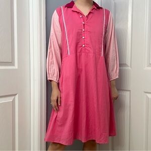 Victoria Dunn Dress Mini Pink Cotton Preppy Oversized Summer Size Extra Small